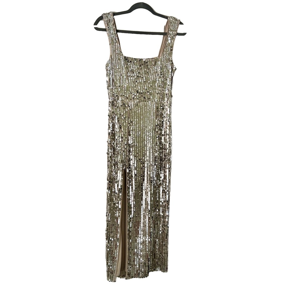 Show Me Your Mumu Eden Midi Dress Silver Sequin Size Small - Picture 4 of 15